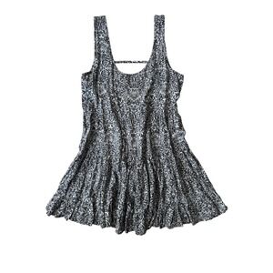 Sun & Shadow Womens Black White Floral Damask Tiered Mini Dress/Top Small